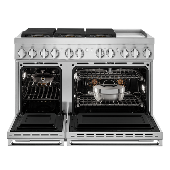 Jennair® NOIR™ 48 Dual-Fuel Professional Range with Chrome-Infused Griddle JDRP548HM