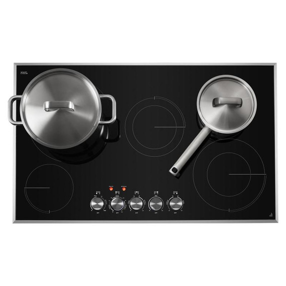 Jennair® 36" Lustre Stainless Radiant Glass Cooktop with Halo-Effect Knobs JEC3536HS