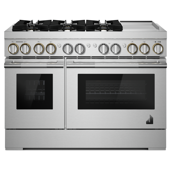 Jennair® RISE™ 48 Dual-Fuel Professional-Style Range with Chrome-Infused Griddle and Steam Assist JDSP548HL