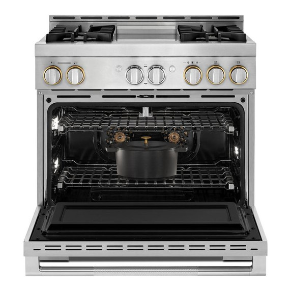 Jennair® 36" RISE™ Gas Professional-Style Range with Chrome-Infused Griddle JGRP536HL