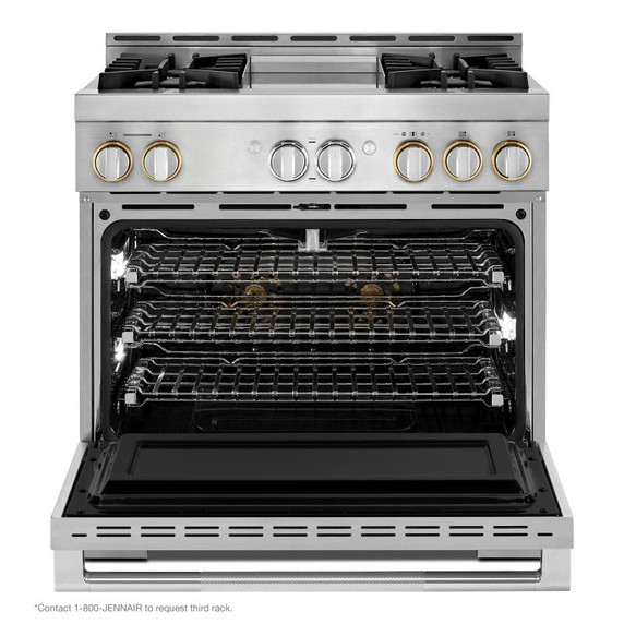 Jennair® 36" RISE™ Gas Professional-Style Range with Chrome-Infused Griddle JGRP536HL