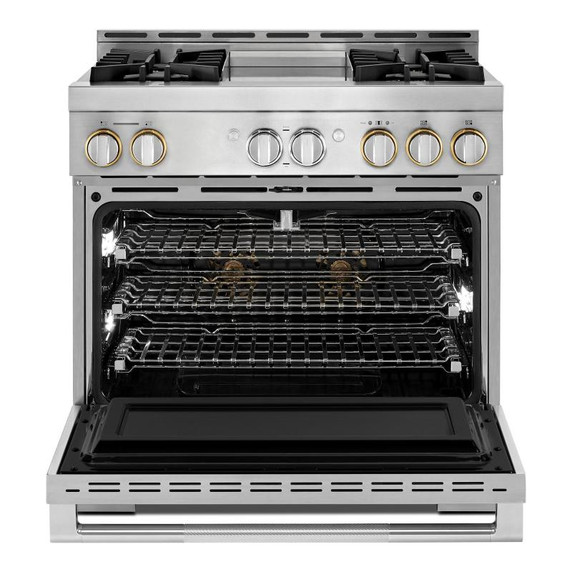 Jennair® 36" RISE™ Gas Professional-Style Range with Chrome-Infused Griddle JGRP536HL