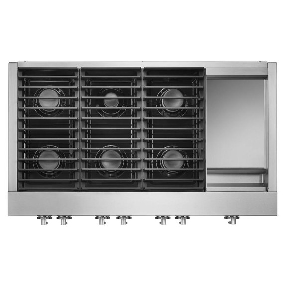 Jennair® 48" NOIR™ Gas Professional-Style Rangetop with Chrome-Infused Griddle JGCP548HM