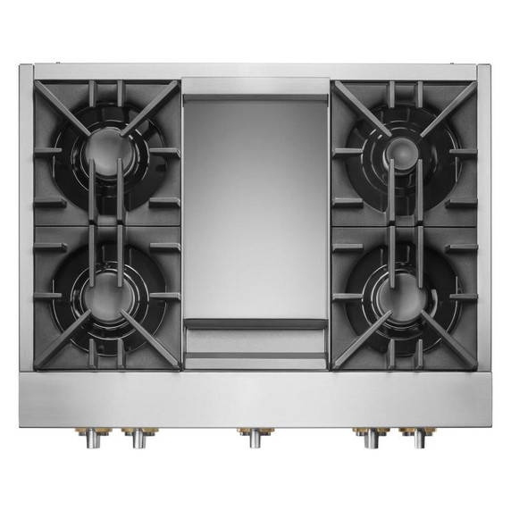 Jennair® 36" RISE™ Gas Professional-Style Rangetop with Chrome-Infused Griddle JGCP536HL