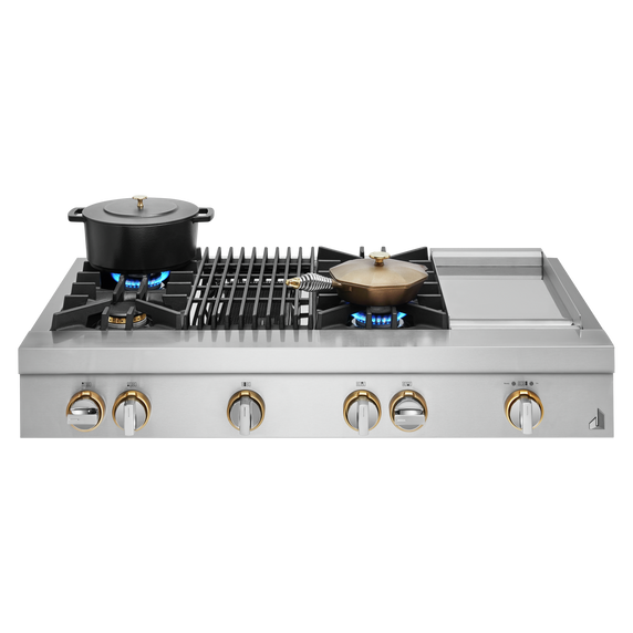 Jennair® RISE™ 48 Gas Professional-Style Rangetop with Chrome-Infused Griddle and Grill JGCP748HL