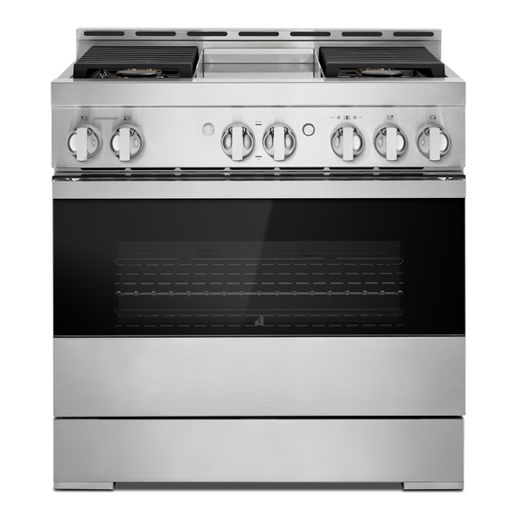 Jennair® 36 NOIR™ Gas Professional-Style Range with Chrome-Infused Griddle JGRP536HM