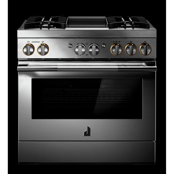 Jennair® RISE™ 36 Dual-Fuel Professional Range with Chrome-Infused Griddle and Steam Assist JDSP536HL
