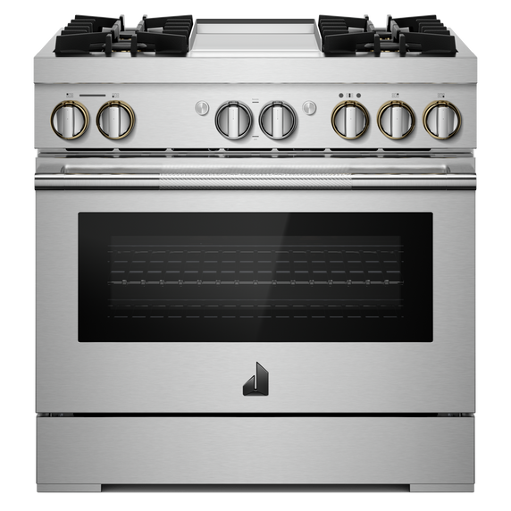 Jennair® RISE™ 36 Dual-Fuel Professional Range with Chrome-Infused Griddle JDRP536HL