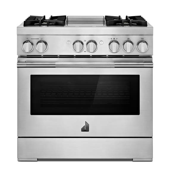 Jennair® RISE™ 36 Dual-Fuel Professional Range with Chrome-Infused Griddle JDRP536HL