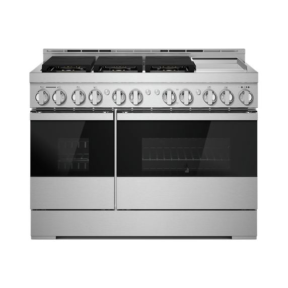 Jennair® NOIR™ 48 Dual-Fuel Professional-Style Range with Chrome-Infused Griddle and Steam Assist JDSP548HM