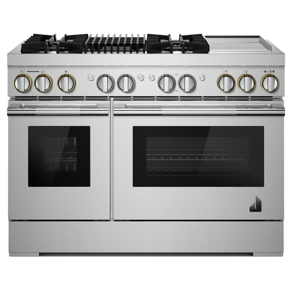 Jennair® RISE™ 48 Dual-Fuel Professional-Style Range with Chrome-Infused Griddle and Grill JDRP748HL