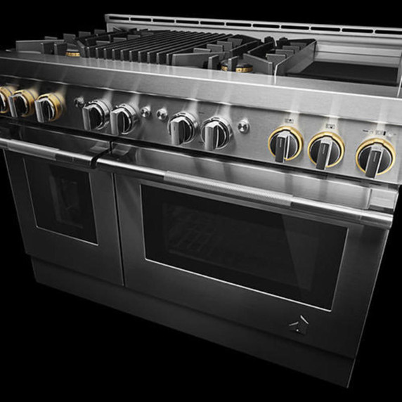 Jennair® 48" RISE™ Gas Professional-Style Range with Chrome-Infused Griddle and Infrared Grill JGRP748HL