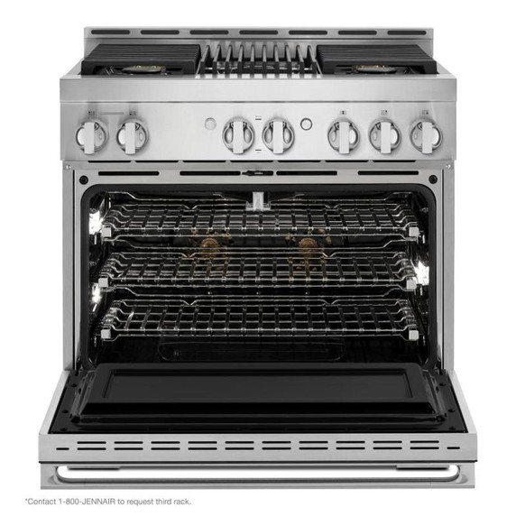 Jennair® 36" NOIR™ Gas Professional-Style Range with Infrared Grill JGRP636HM