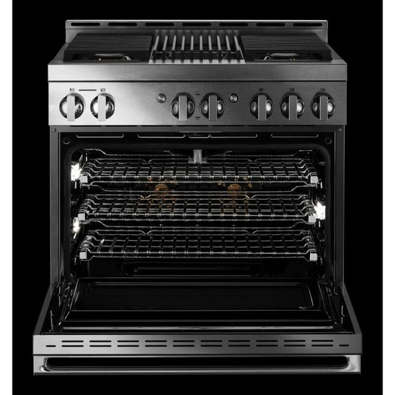 Jennair® 36" NOIR™ Gas Professional-Style Range with Infrared Grill JGRP636HM