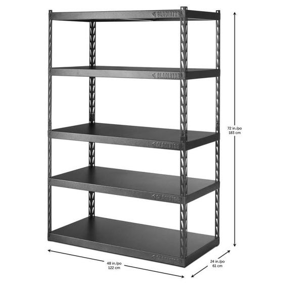 Gladiator® 48" (121.9 cm) Wide EZ Connect Rack with Five 24" (61 cm) Deep Shelves YGRK485XGG