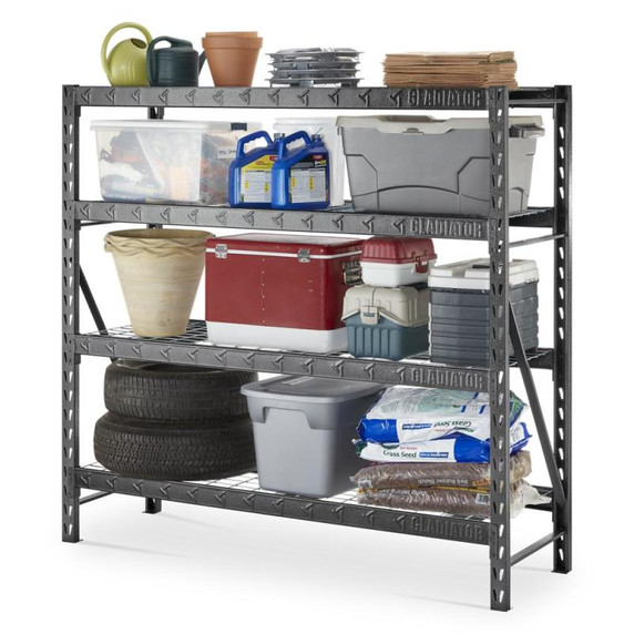 Gladiator® 77" Wide Heavy Duty Rack with Four 24" Deep Shelves GARS774XEG