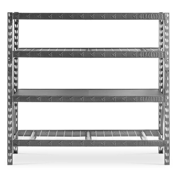 Gladiator® 77" Wide Heavy Duty Rack with Four 24" Deep Shelves GARS774XEG