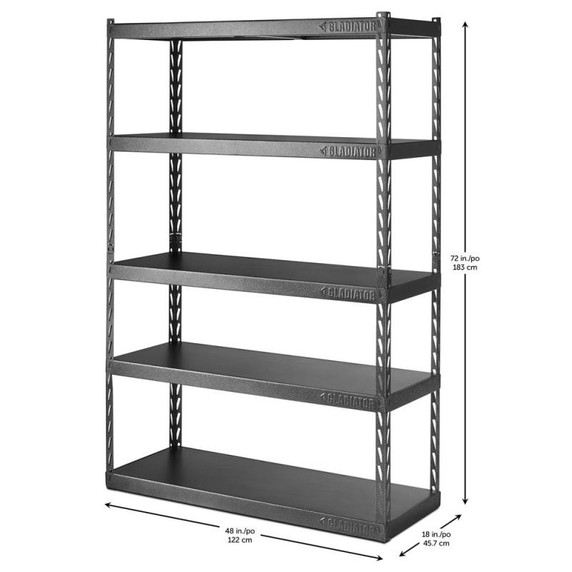 Gladiator® 48" (121.9 cm) Wide EZ Connect Rack with Five 18" (45.7 cm) Deep Shelves YGRK485TGG