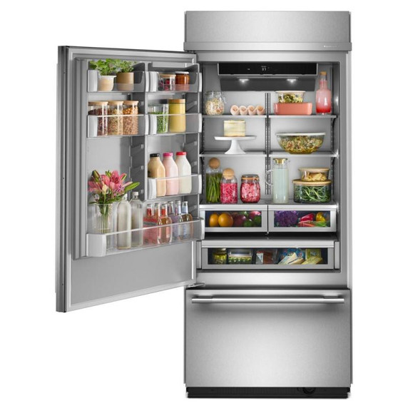 Kitchenaid® 20.8 Cu. Ft. 36" Built-In Bottom Mount Refrigerator with Platinum Interior KBBR336SPS