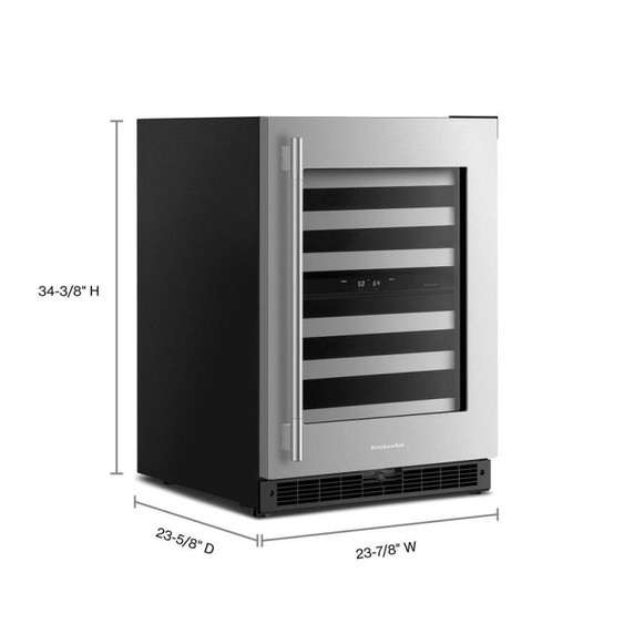 Kitchenaid® 24" Undercounter Wine Cellar with Full-Extension Metal-Front Racks KUWR324SSB