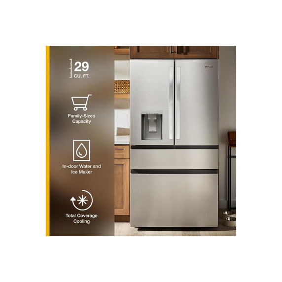 Whirlpool® 29 Cu. Ft. Family-Sized Capacity French door refrigerator with Flexible Temperature Drawer WRMF3636SV