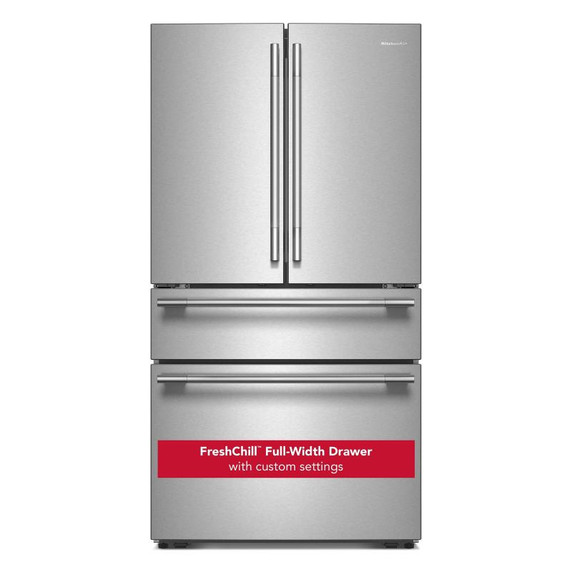Kitchenaid® 30 cu. ft. French Door Refrigerator with Interior Water and Ice and FreshChill™ Full-Width Refrigerated Drawer KRMF336SPS