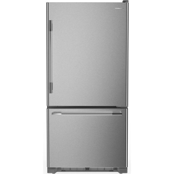 Kitchenaid® 22 Cu. Ft. 33-Inch Standard-Depth Bottom Mount Refrigerator with Right Door Swing KRBR133SPS