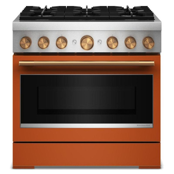 Kitchenaid® 36-Inch 6 Burner Commercial-Style Dual Fuel Range with No Preheat Air Fry Mode KFDS936SSC