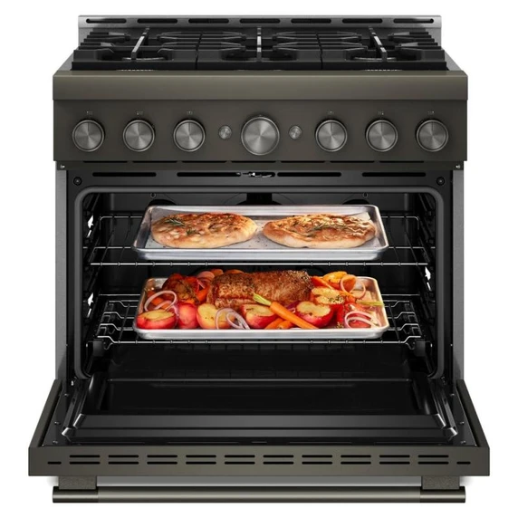 KitchenAid® 36-Inch 6 Burner Commercial-Style Gas Range with No Preheat Air Fry Mode KFGS936SBE