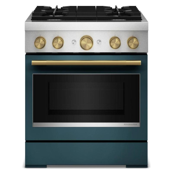 Kitchenaid® 30-Inch 4 Burner Commercial-Style Dual Fuel Range with No Preheat Air Fry Mode KFDS930SAG