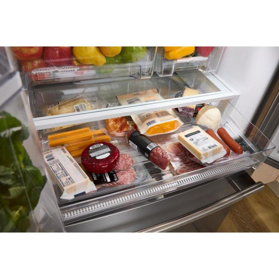 Kitchenaid® 20 cu. Ft. 30-Inch Width Standard Depth French Door Refrigerator with PrintShield® Finish and Interior Dispense KRFF330SPS