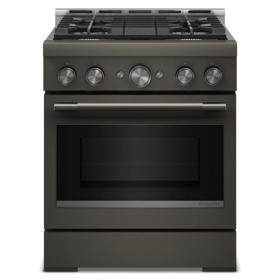 KitchenAid® 30-Inch 4 Burner Commercial-Style Gas Range with No Preheat Air Fry Mode KFGS930SBE