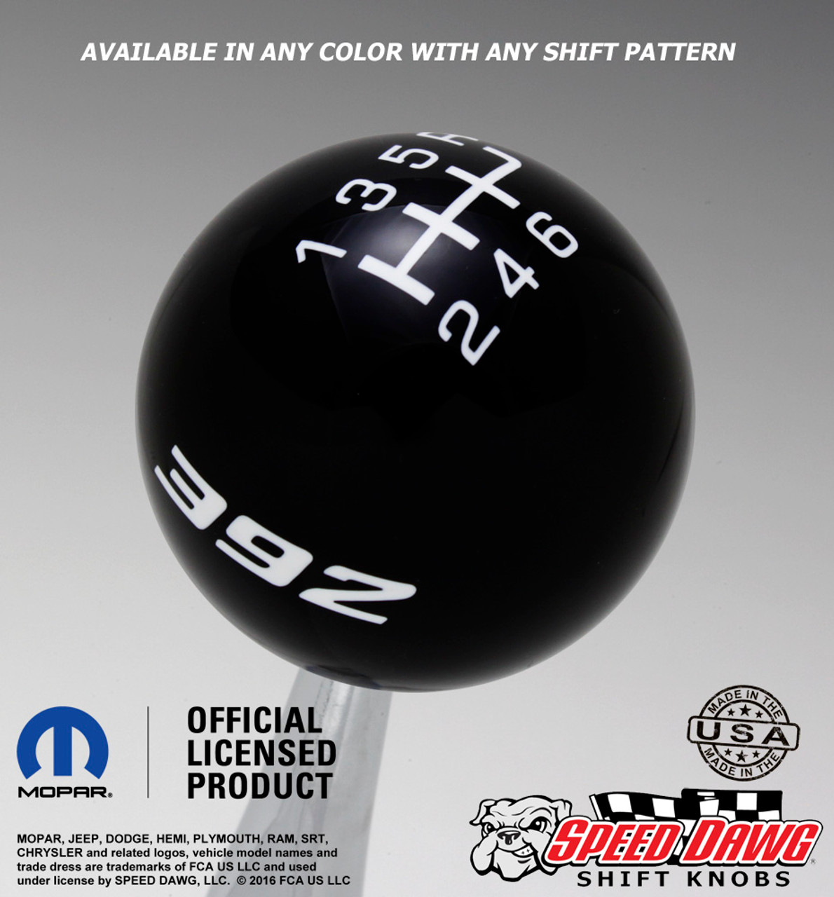 Black shift knob with White graphics