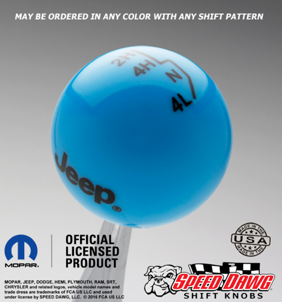 Grabber Blue Jeep Logo Shift Knob With Black Graphics