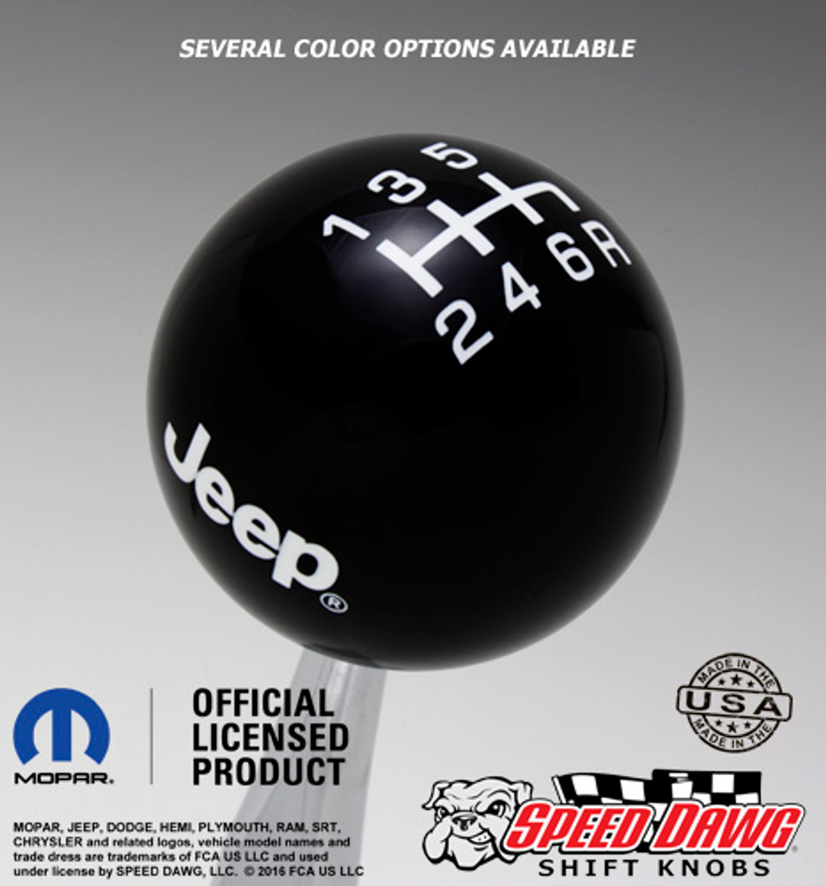 Black Jeep Logo Shift Knob with White Graphics