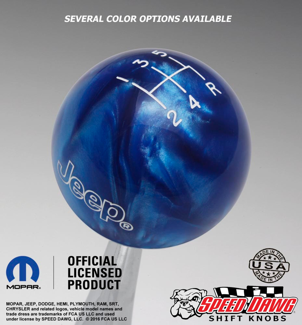 Blue Pearl knob with White graphics