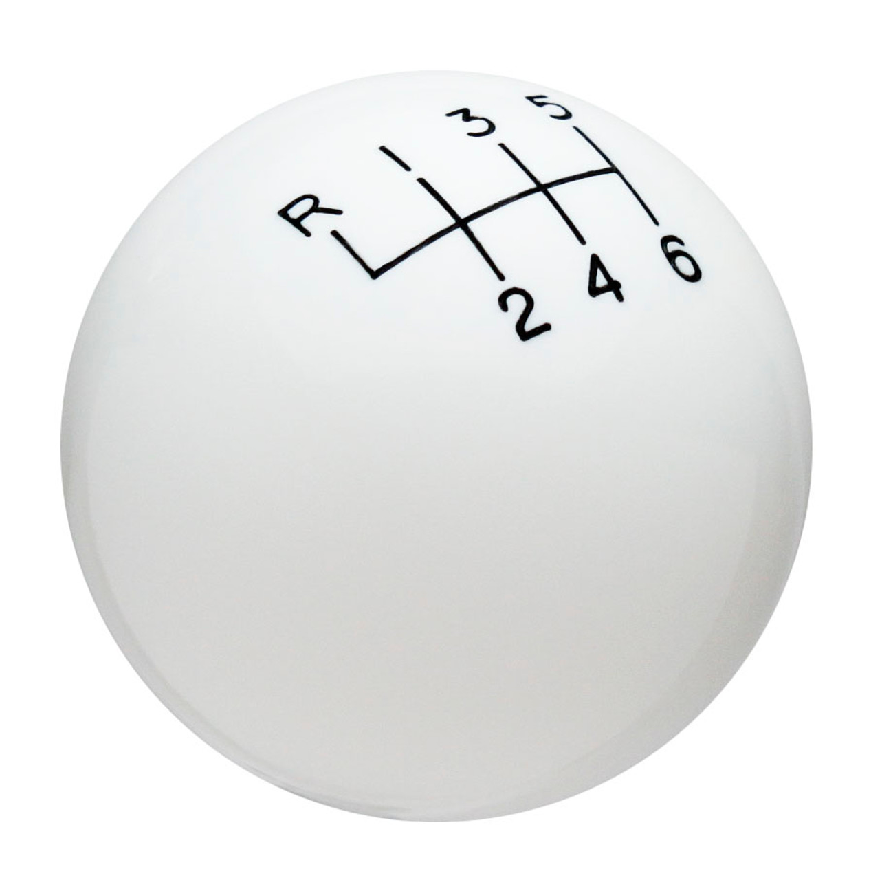 White 6 Speed Reverse Upper Left Shift Knob