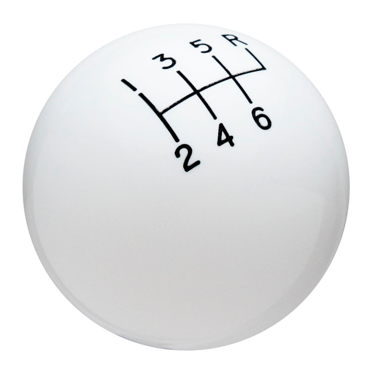 White 6 Speed Reverse Upper Right Shift Knob