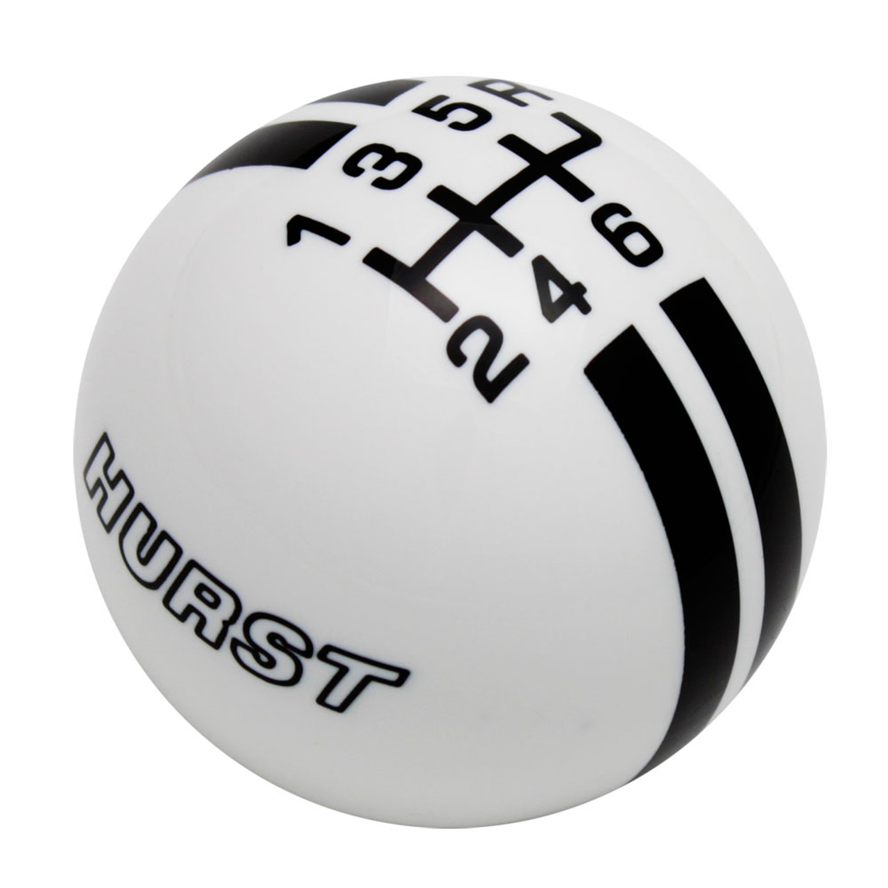 Hurst White / Black 6 Speed Rally Stripe Shift Knob