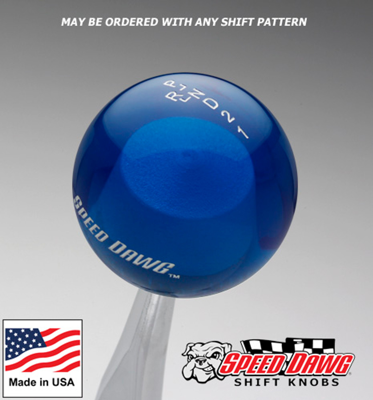 Transparent Blue Shift Knob with Engraved Shift Pattern & Logos