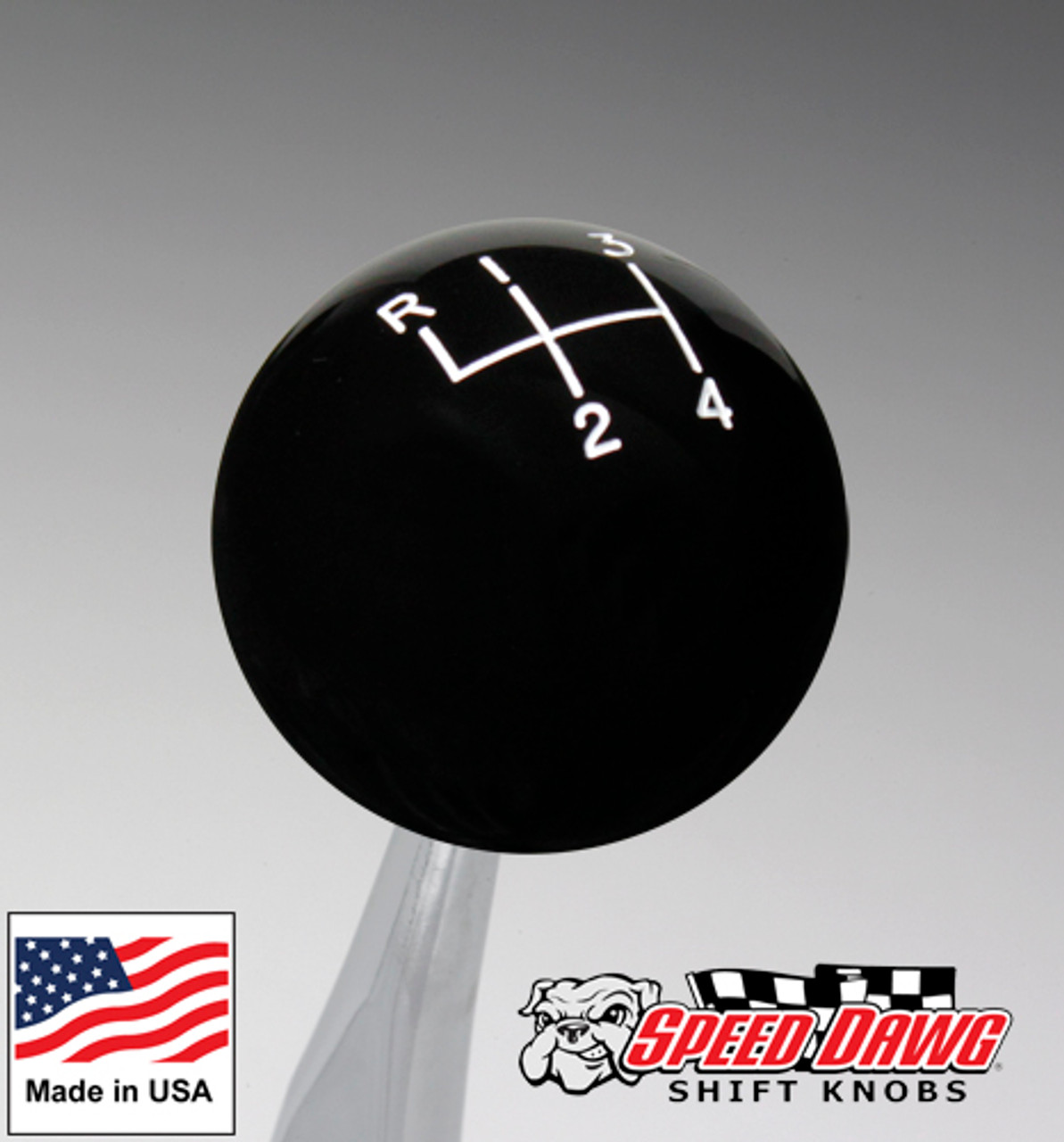 Black 4 Speed Reverse Upper Left Shift Pattern Shift Knob