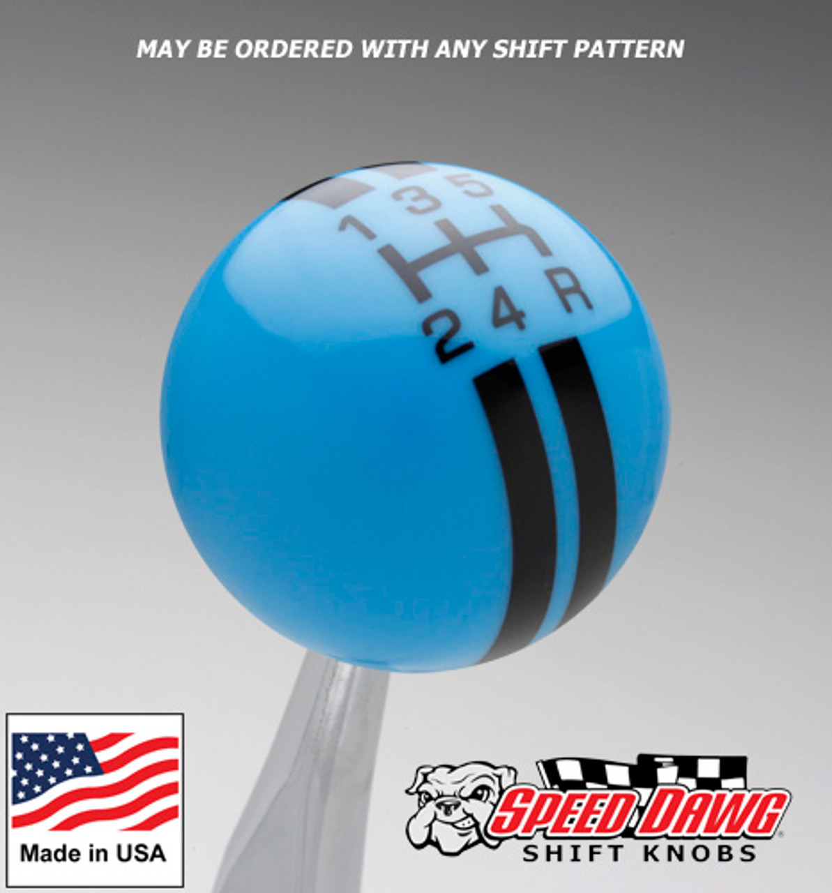 Grabber Blue / Black Rally Stripe Shift Knob