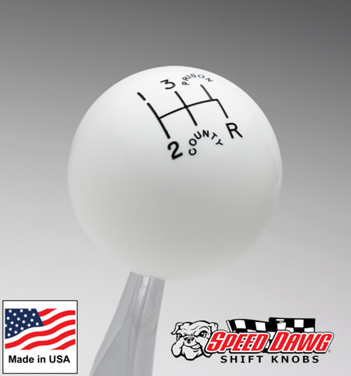 County Prison White 5 Speed Shift Knob 