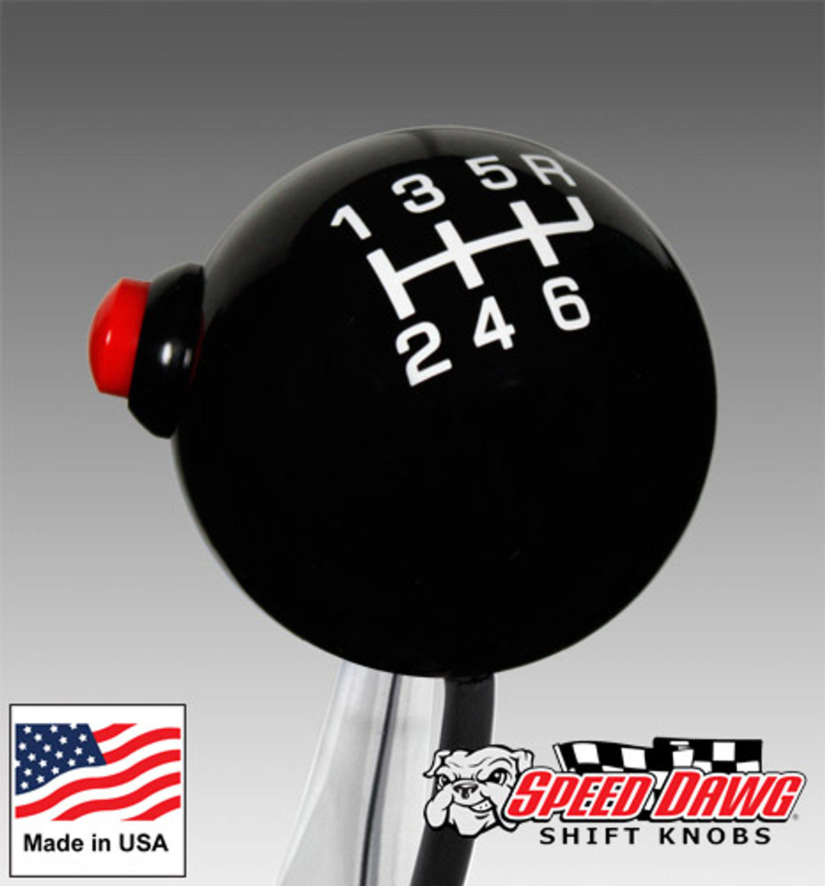 Pro Black / White 6 Speed Shift Knob with Line Lock / NOS Button