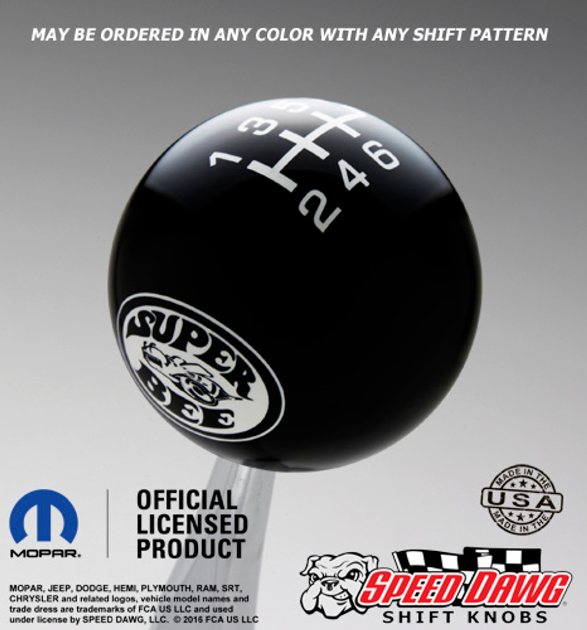 Super Bee Shift Knob Black with White graphics