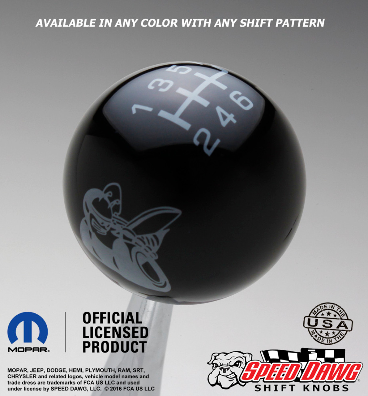 Scat Pack Shift Knob Black with Pearl Gray graphics