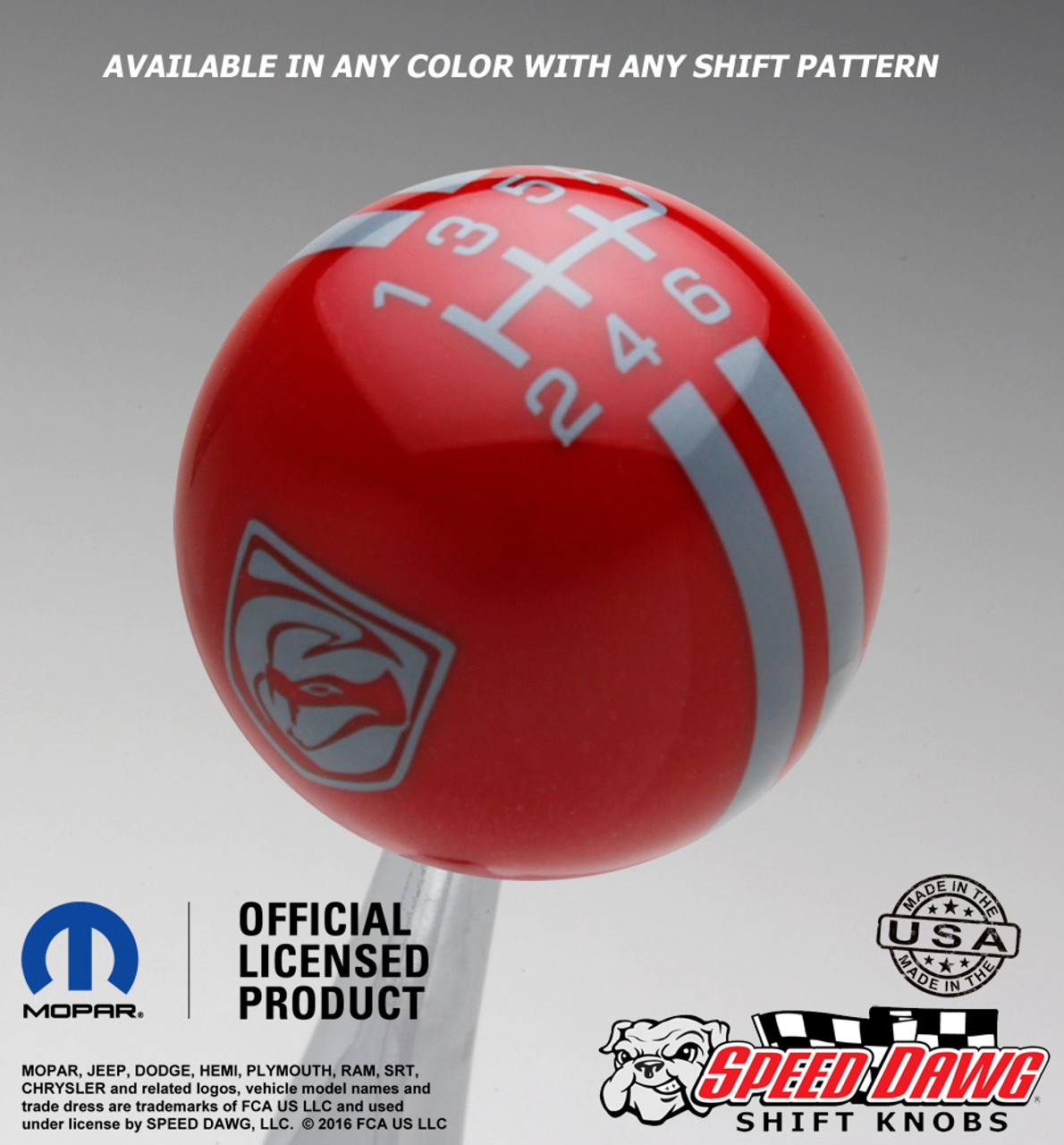 Candy Red knob with Pearl Gray graphics