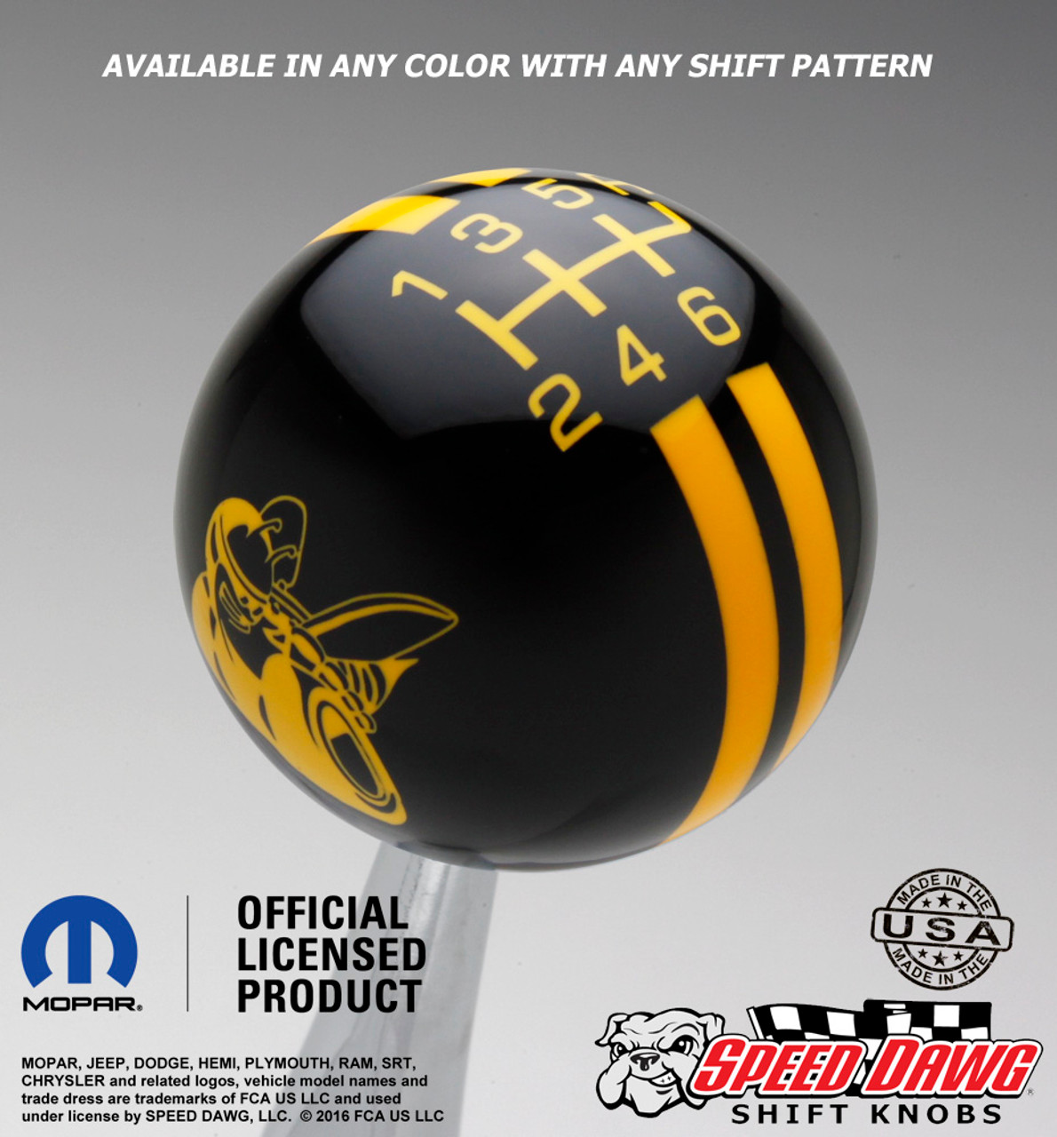 Scat Pack Black knob with Yellow graphics