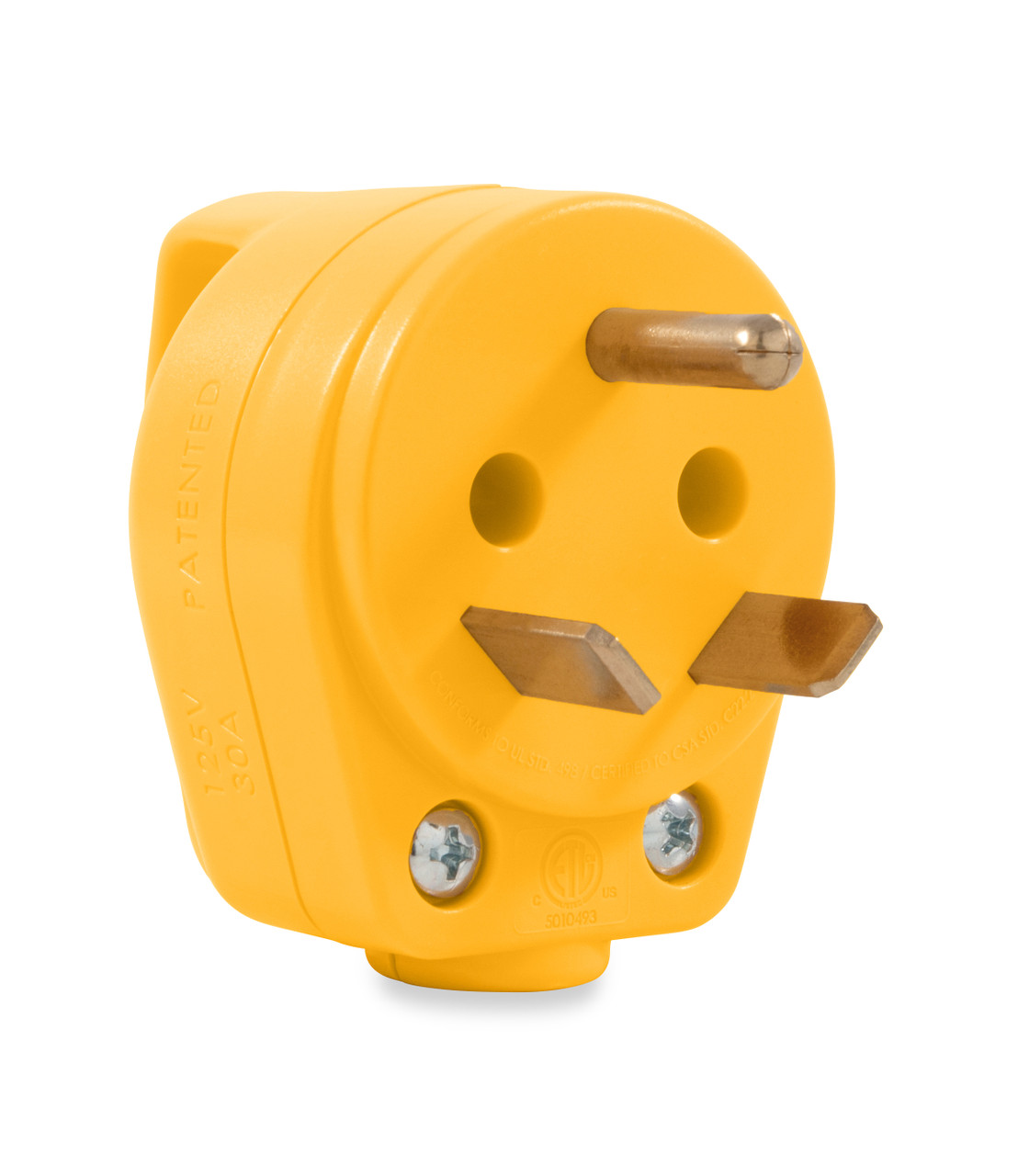 Camco RV Mini Replacement Plug with Power Grip Handle, 30-Amp Male