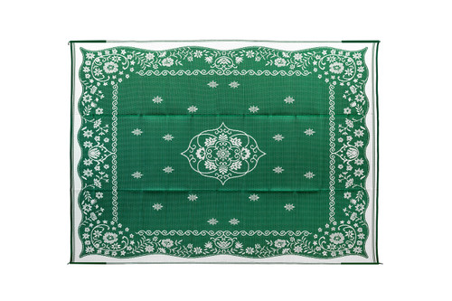 Outdoor Mat - 9' x 12' Oriental, Green/White (E/F) 42850